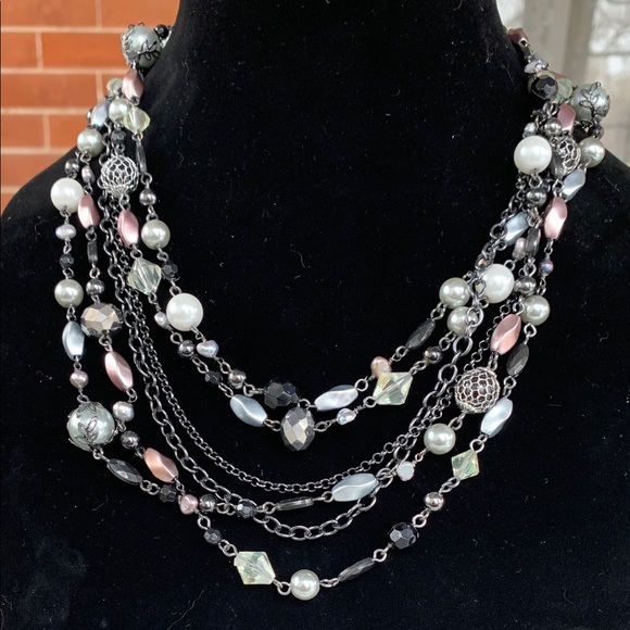 Elegant Neutral tone multi strand Necklace - Picture 1 of 4